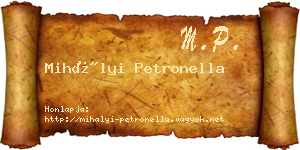 Mihályi Petronella névjegykártya
